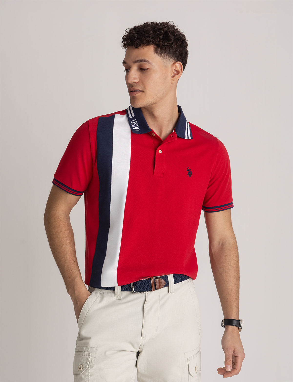 Vertical Colorblock Pique Polo Shirt | Casual Men's Top