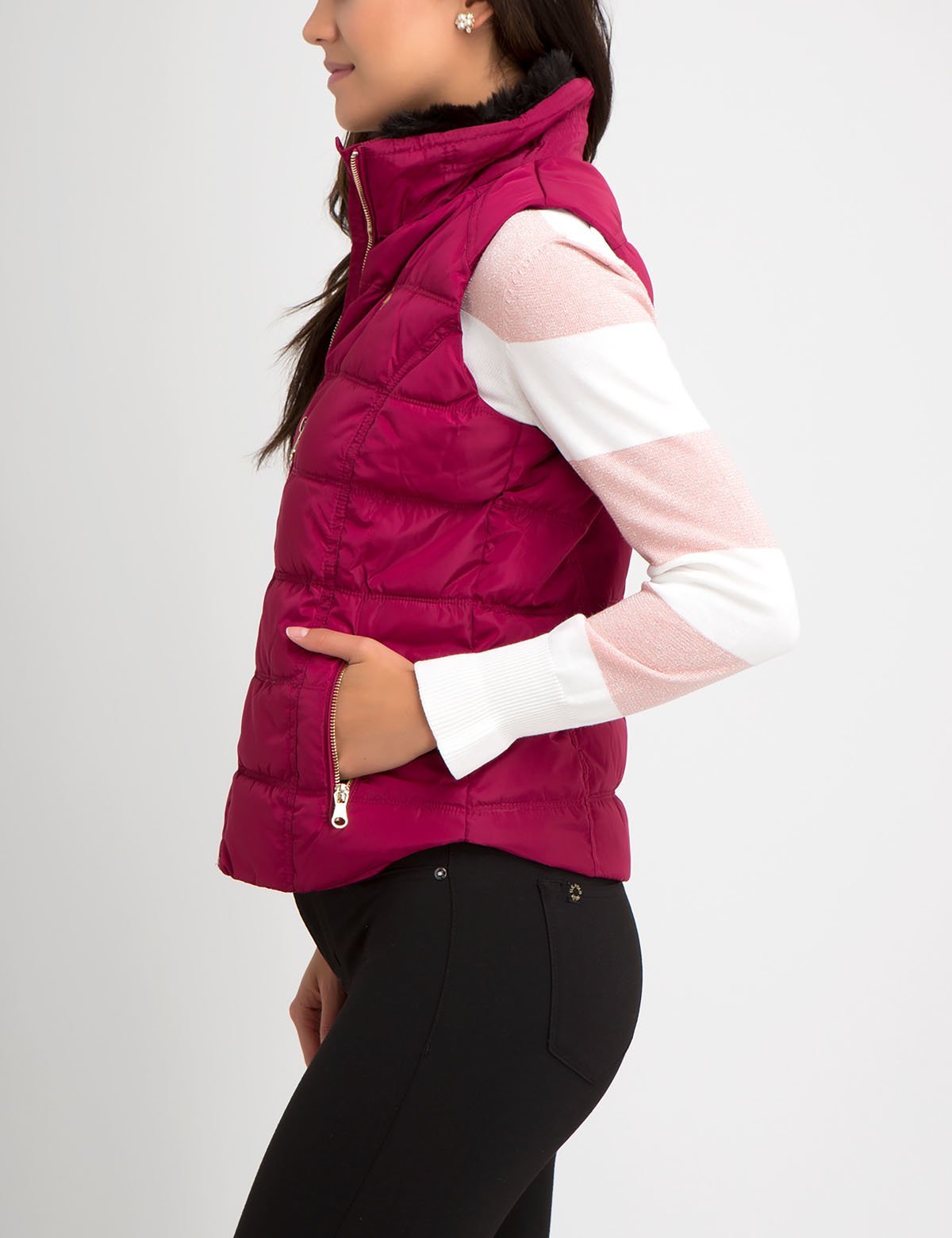 Faux Fur Collar Vest for Women with Zip & Pockets | Cozy Winter Style