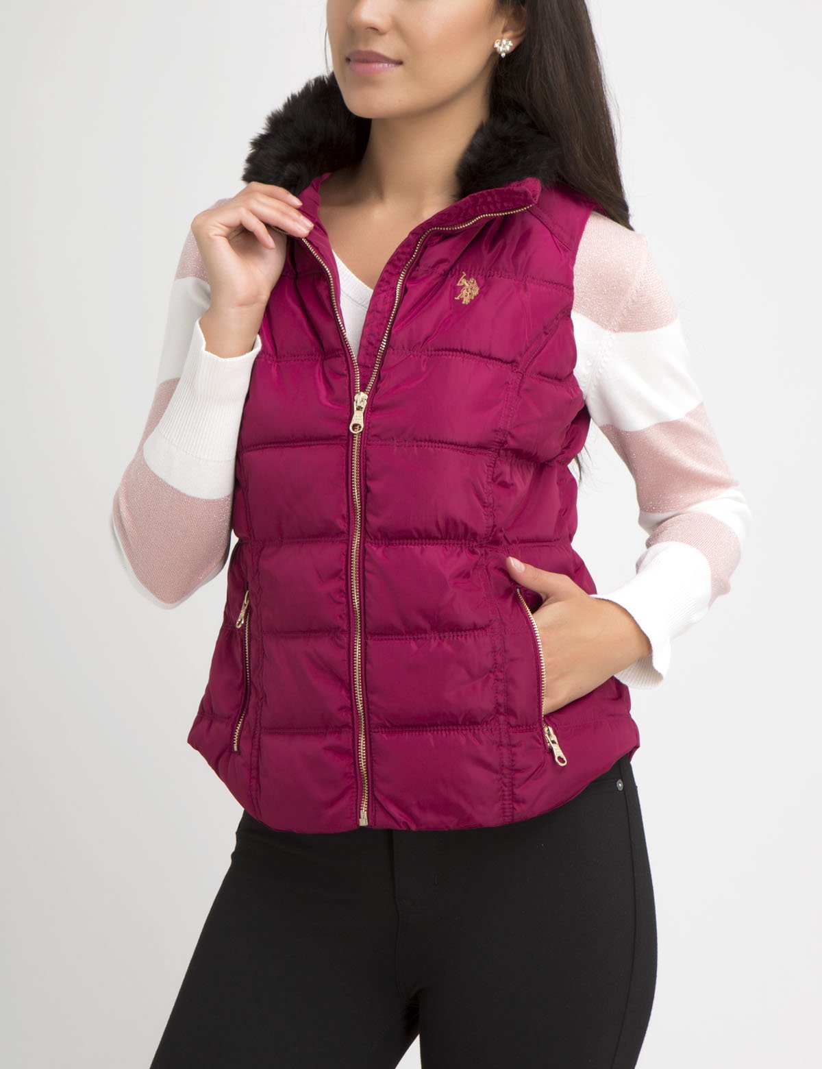 Faux Fur Collar Vest for Women with Zip & Pockets | Cozy Winter Style