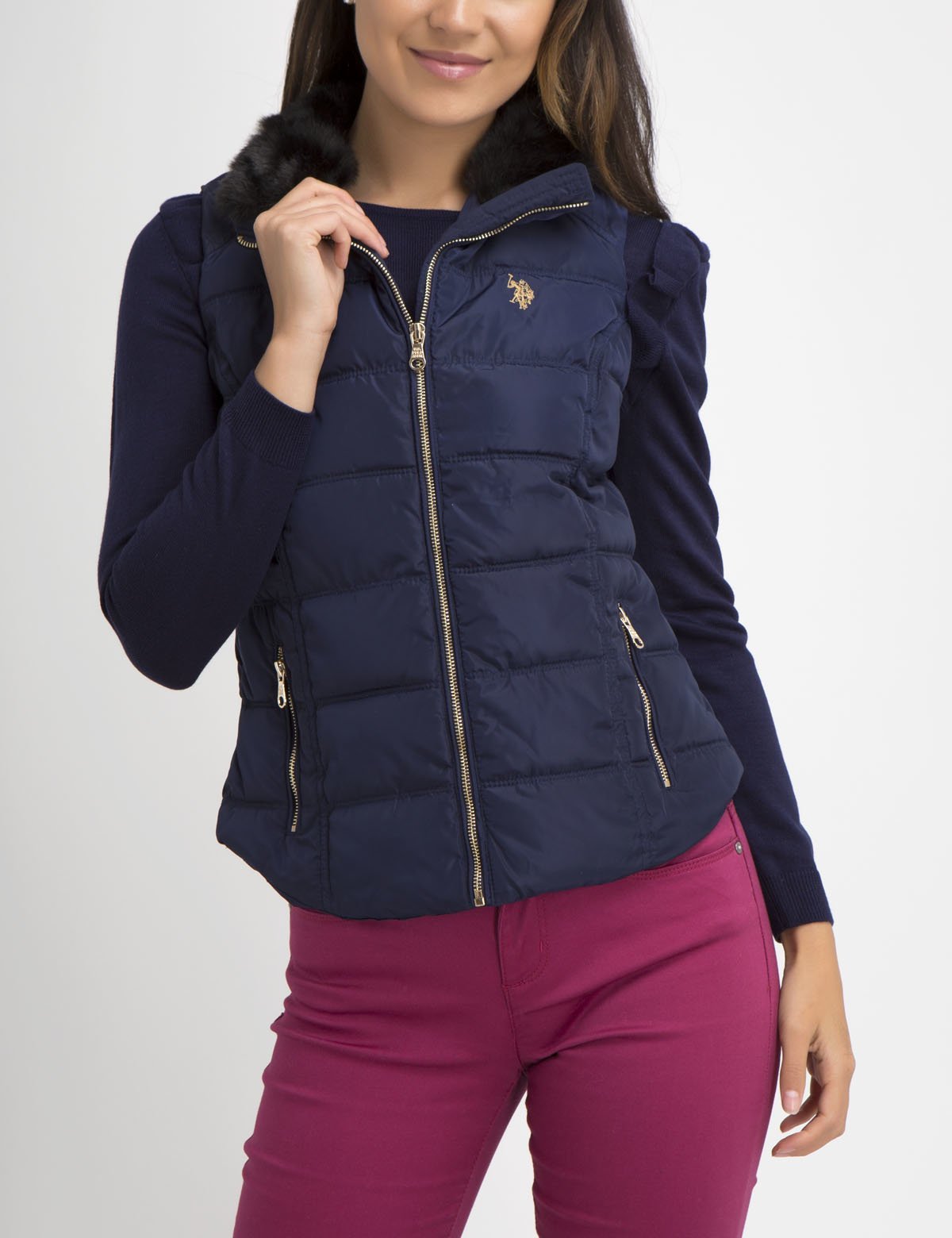 Faux Fur Collar Vest for Women with Zip & Pockets | Cozy Winter Style