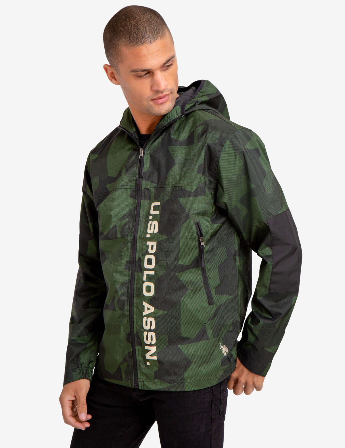 Geometric Camo Windbreaker Jacket | U.S. Polo Assn.