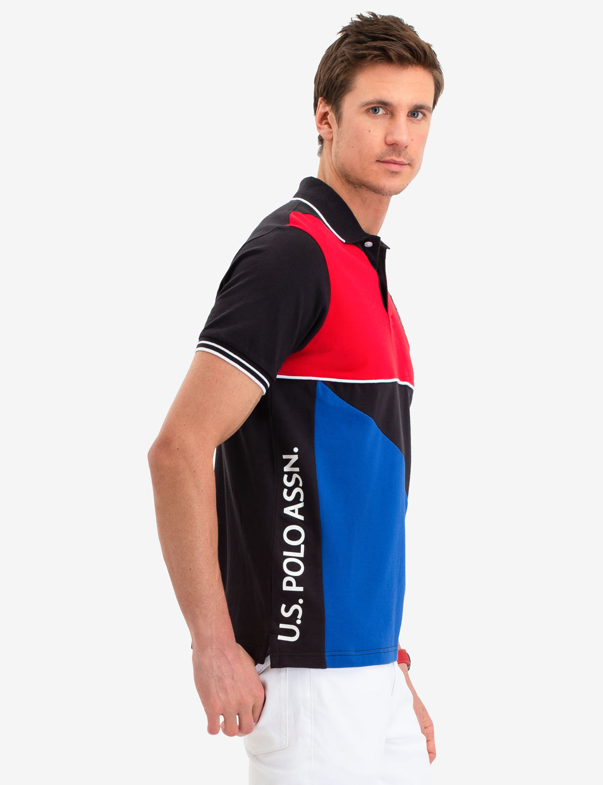 Geometric Colorblock Polo Shirt with Button Placket | U.S. Polo Assn.