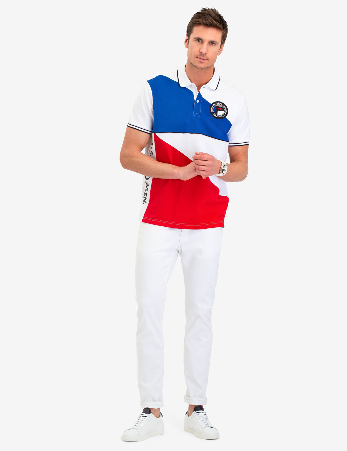Geometric Colorblock Polo Shirt with Button Placket | U.S. Polo Assn.