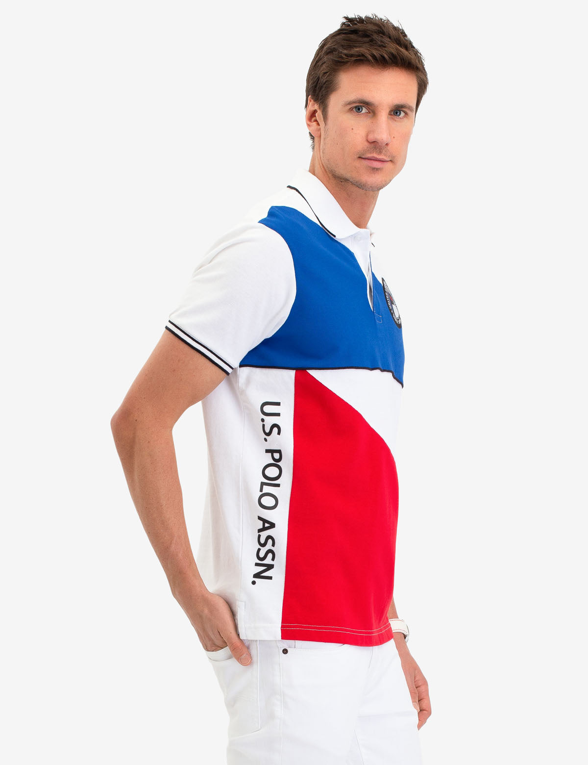 Geometric Colorblock Polo Shirt with Button Placket | U.S. Polo Assn.
