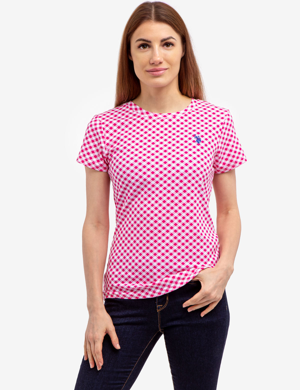 Gingham Crew Neck T-Shirt for Men & Women | Casual Cotton Tee