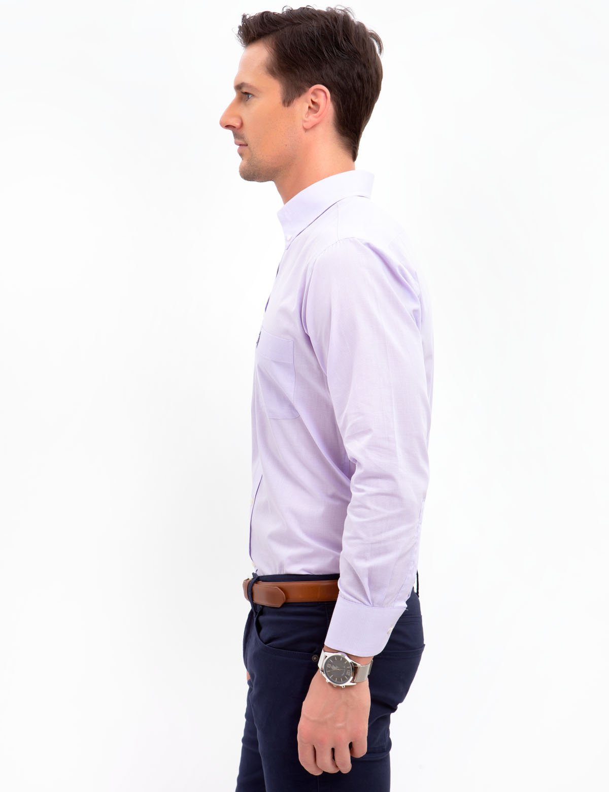 Gingham Dress Shirt for Men | Button-Up Cotton Blend & Regular Fit