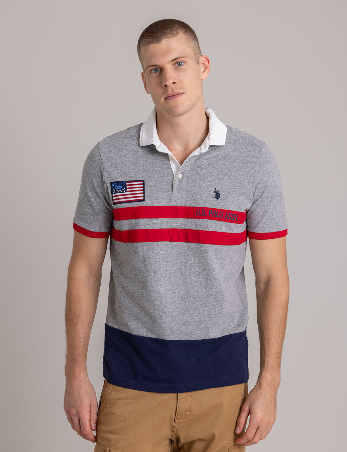 Colorblock Pique Polo Shirt with Twill Collar | Men's Casual Wear