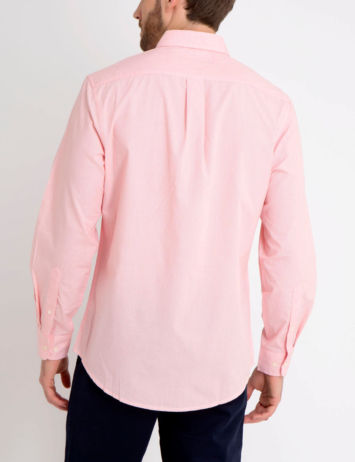 Gingham Print Button-Up Shirt with Embroidered Logo | Casual Men's Shirt