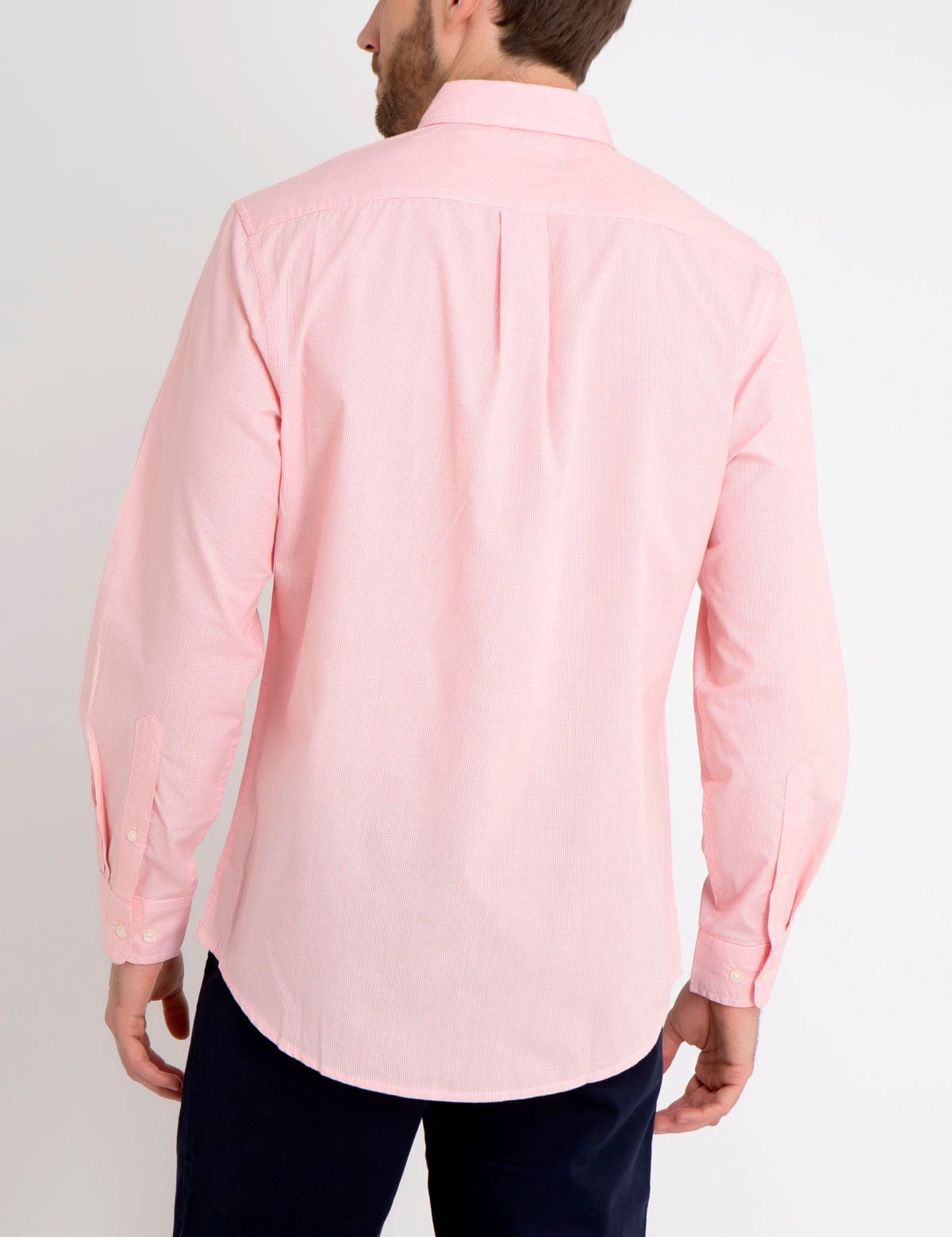 Gingham Print Button-Up Shirt with Embroidered Logo | Casual Men's Shirt