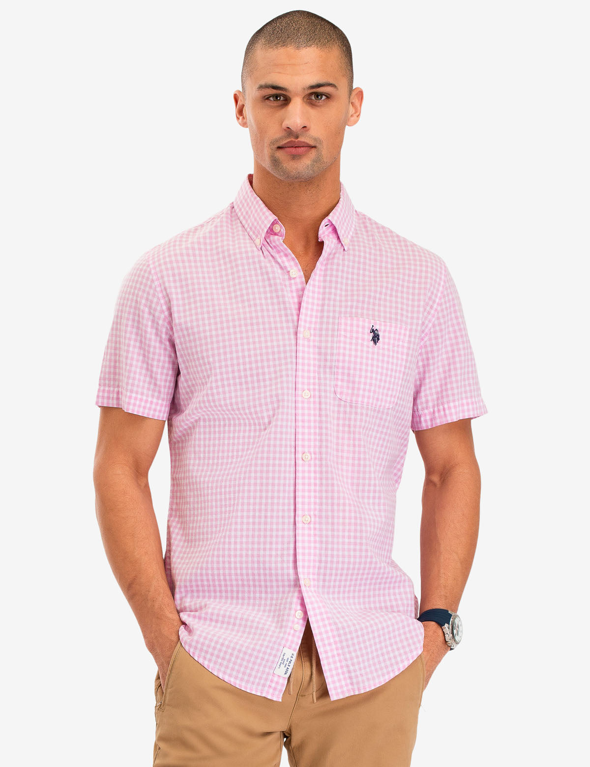 Gingham Short Sleeve Shirt for Men | 100% Cotton Button-Up