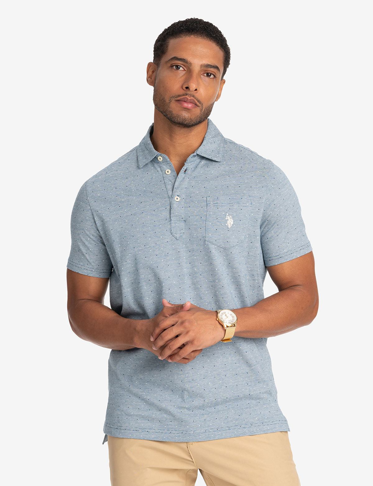 Printed Striped Polo Shirt | End-On-End Cotton