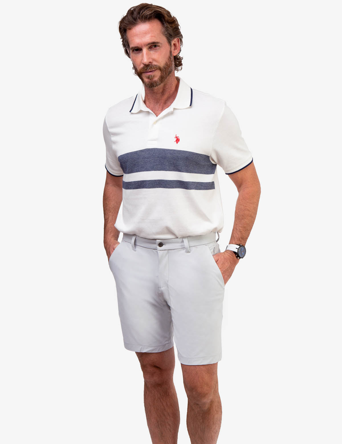 Men's Golf Shorts with 9" Inseam & Stretch Poly Fabric