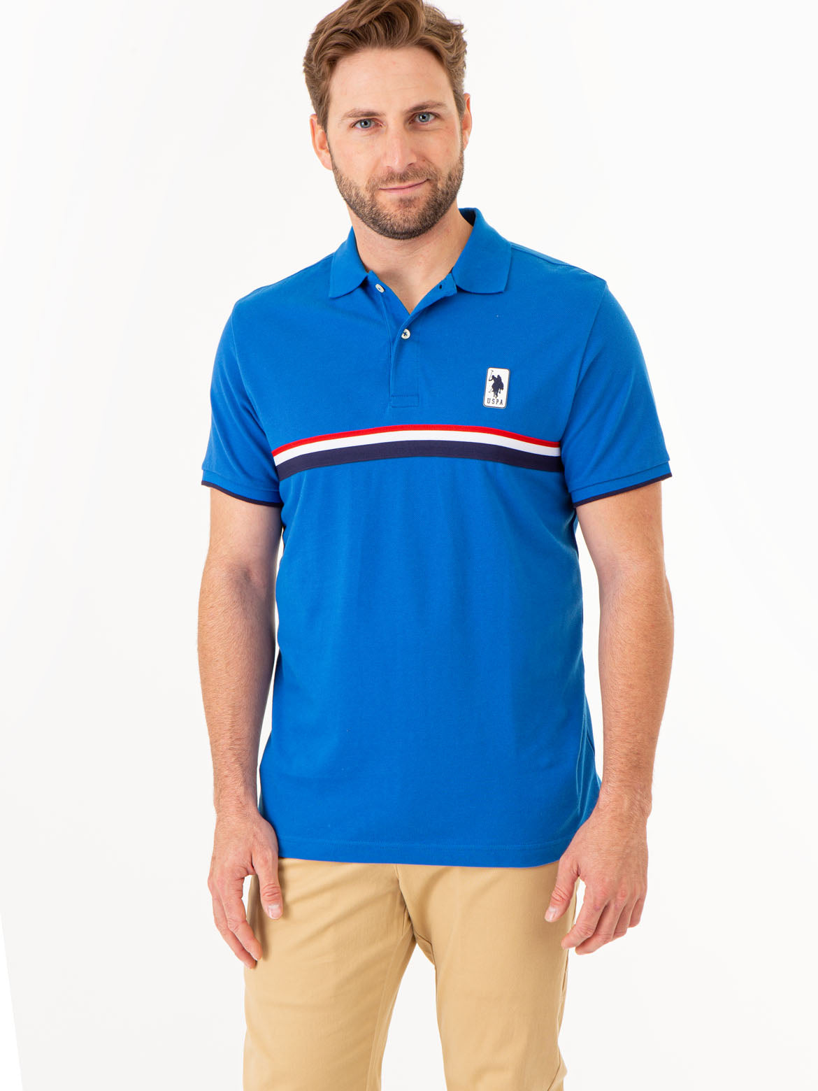 Classic Stripe Pique Polo Shirt for Men | 100% Cotton & Ribbed Cuffs