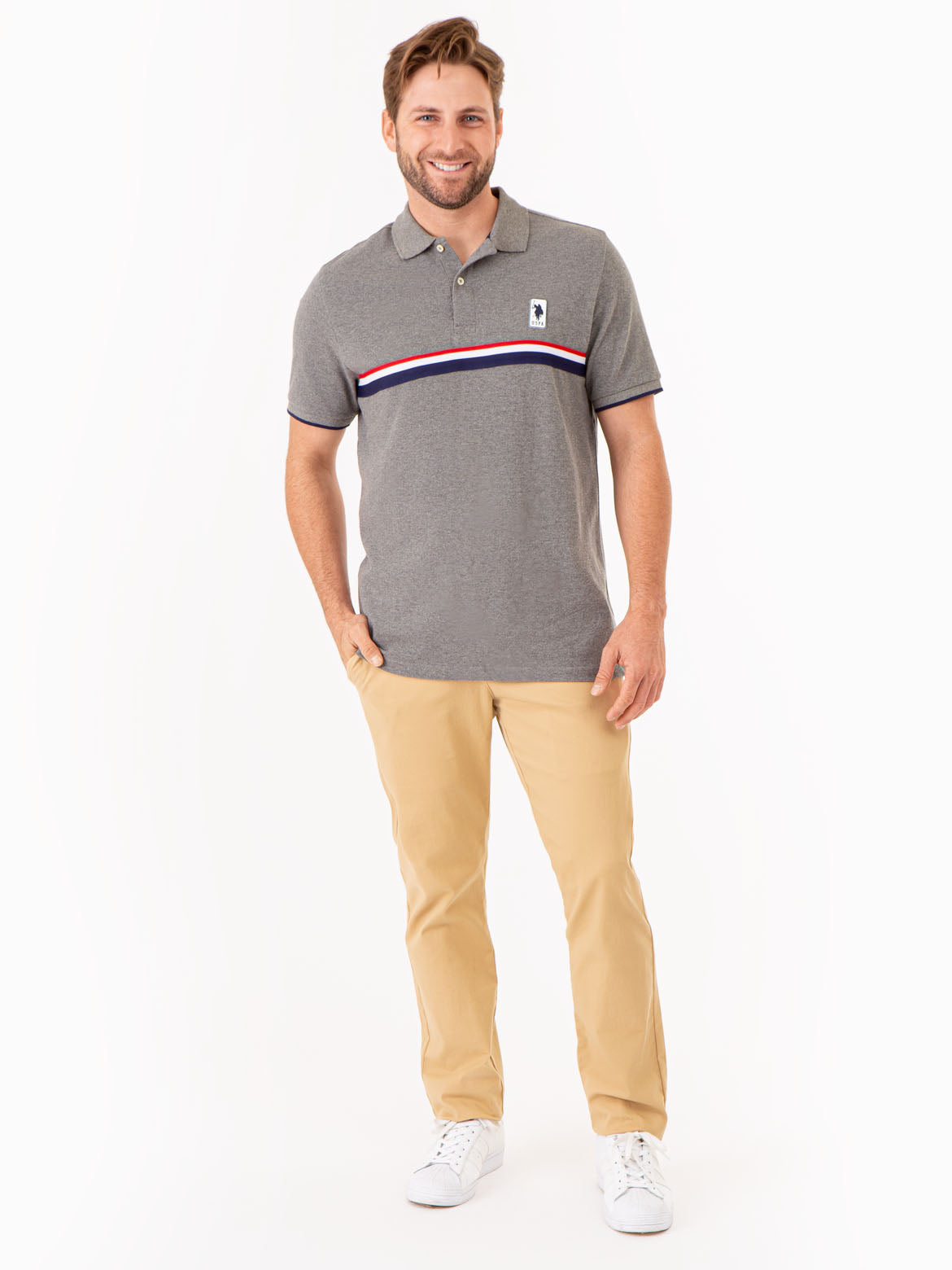 Classic Stripe Pique Polo Shirt for Men | 100% Cotton & Ribbed Cuffs