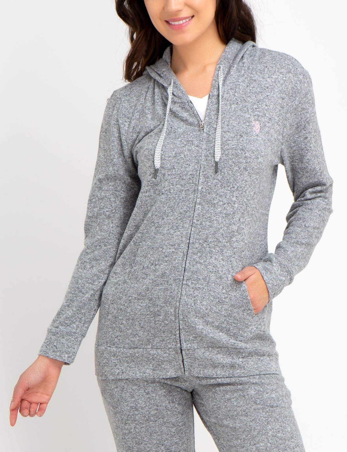 Zip Up Hoodie with Embroidered Logo & Drawstring Hood | Hacci