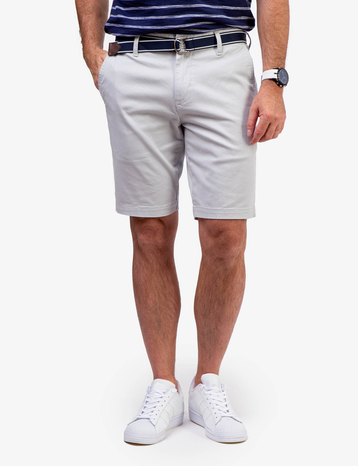 Men's Slim Fit Belted Shorts with Zip Fly | Hartford