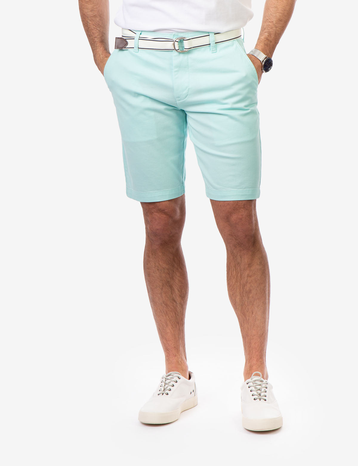Men's Slim Fit Belted Shorts with Zip Fly | Hartford