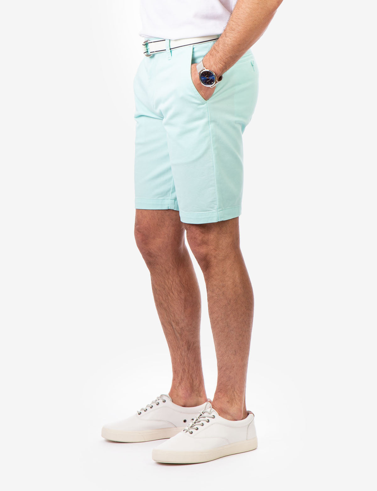 Men's Slim Fit Belted Shorts with Zip Fly | Hartford