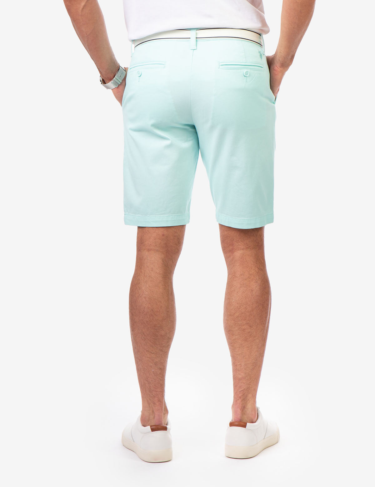 Men's Slim Fit Belted Shorts with Zip Fly | Hartford