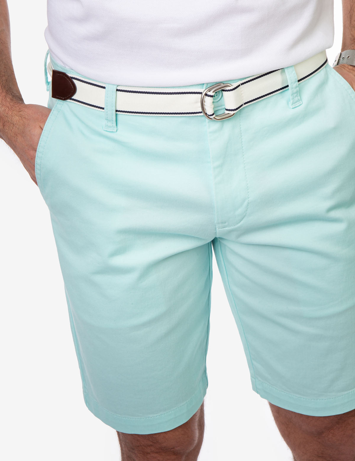 Men's Slim Fit Belted Shorts with Zip Fly | Hartford