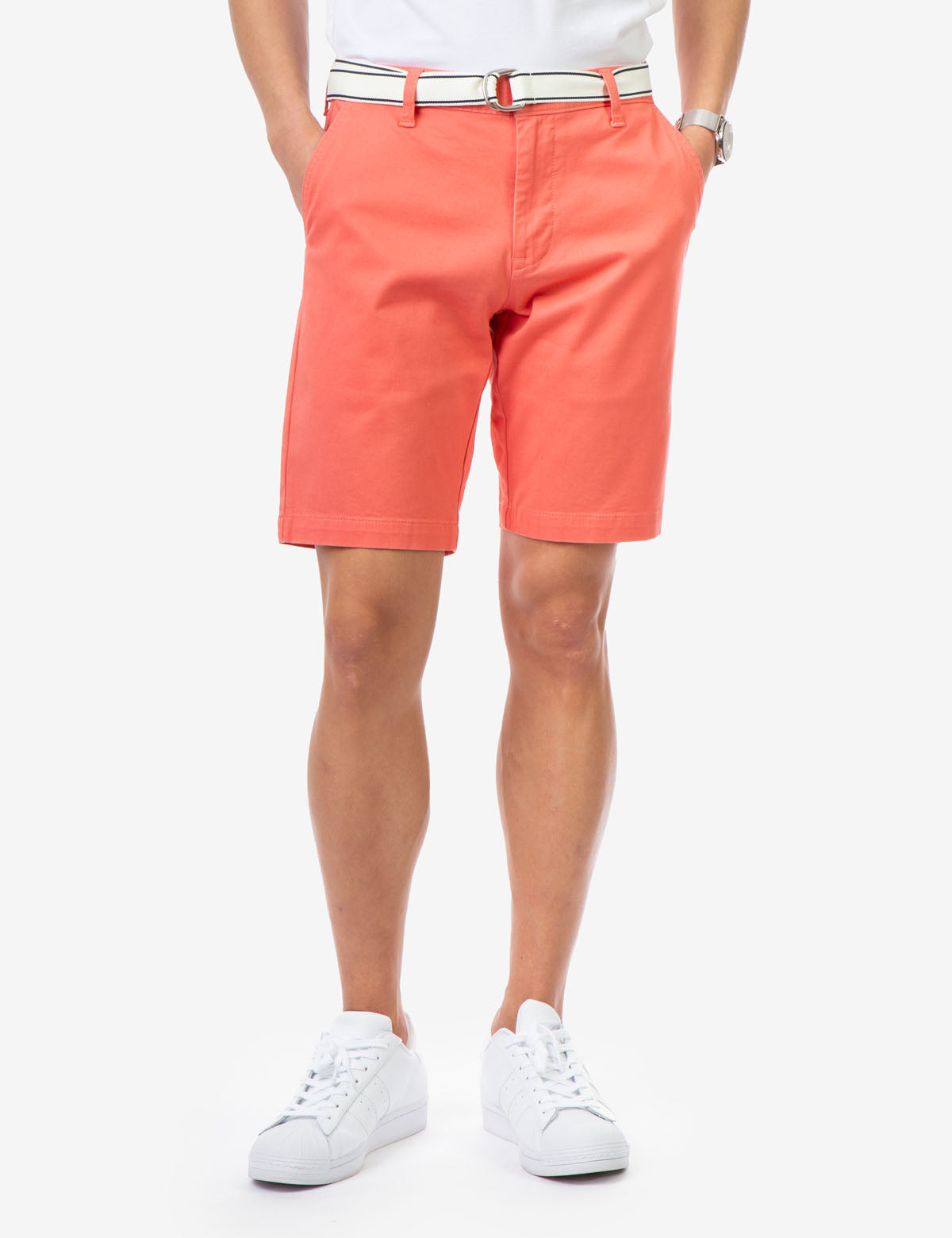 Men's Slim Fit Belted Shorts with Zip Fly | Hartford