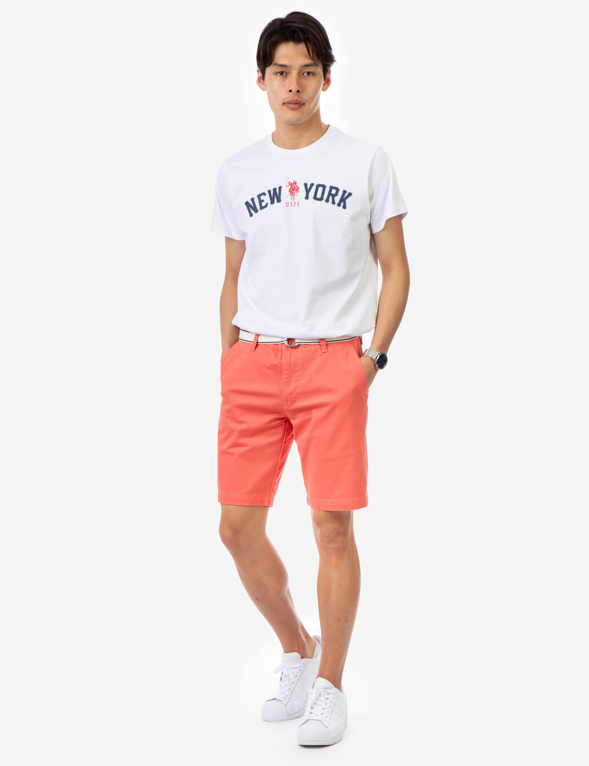 Men's Slim Fit Belted Shorts with Zip Fly | Hartford