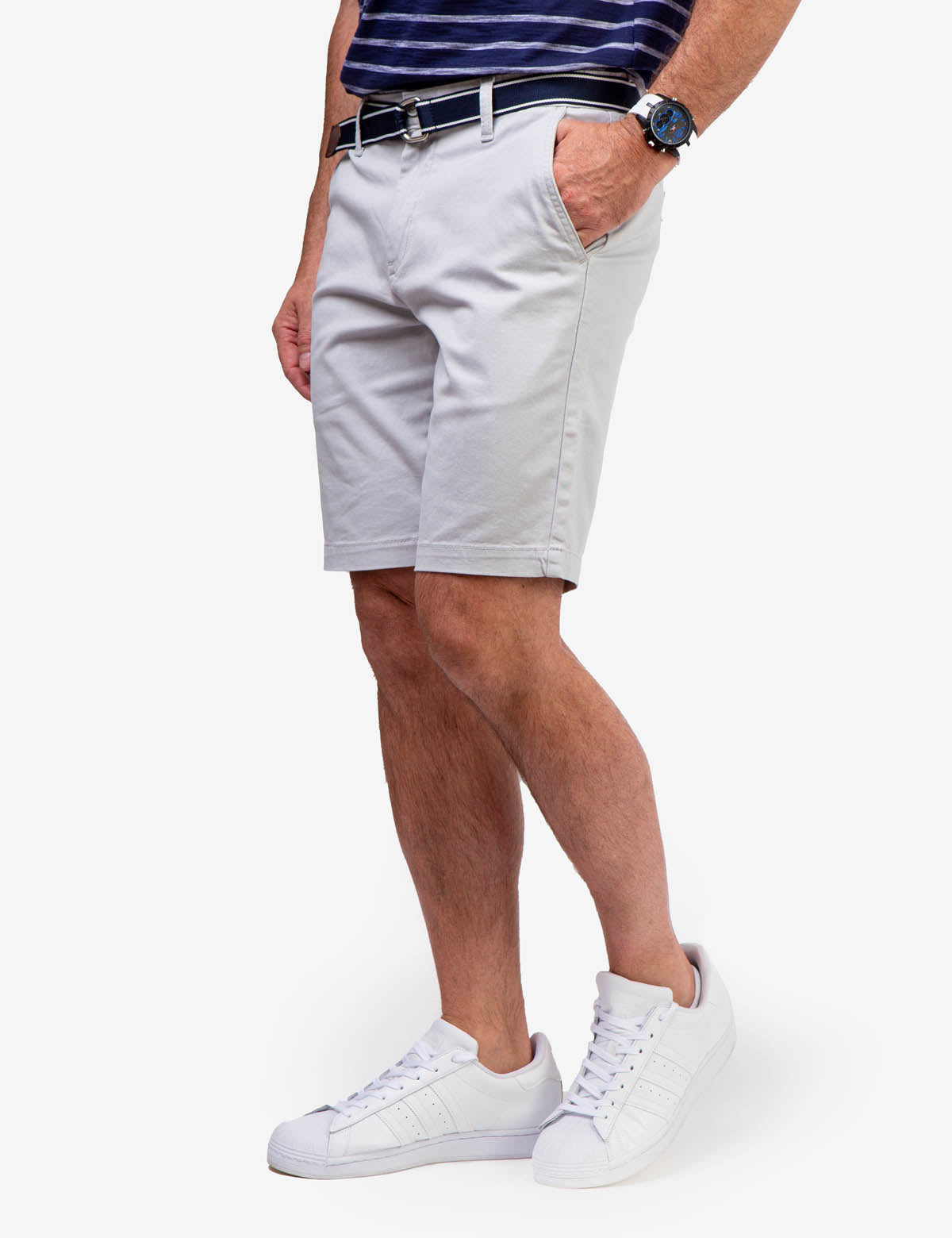 Men's Slim Fit Belted Shorts with Zip Fly | Hartford