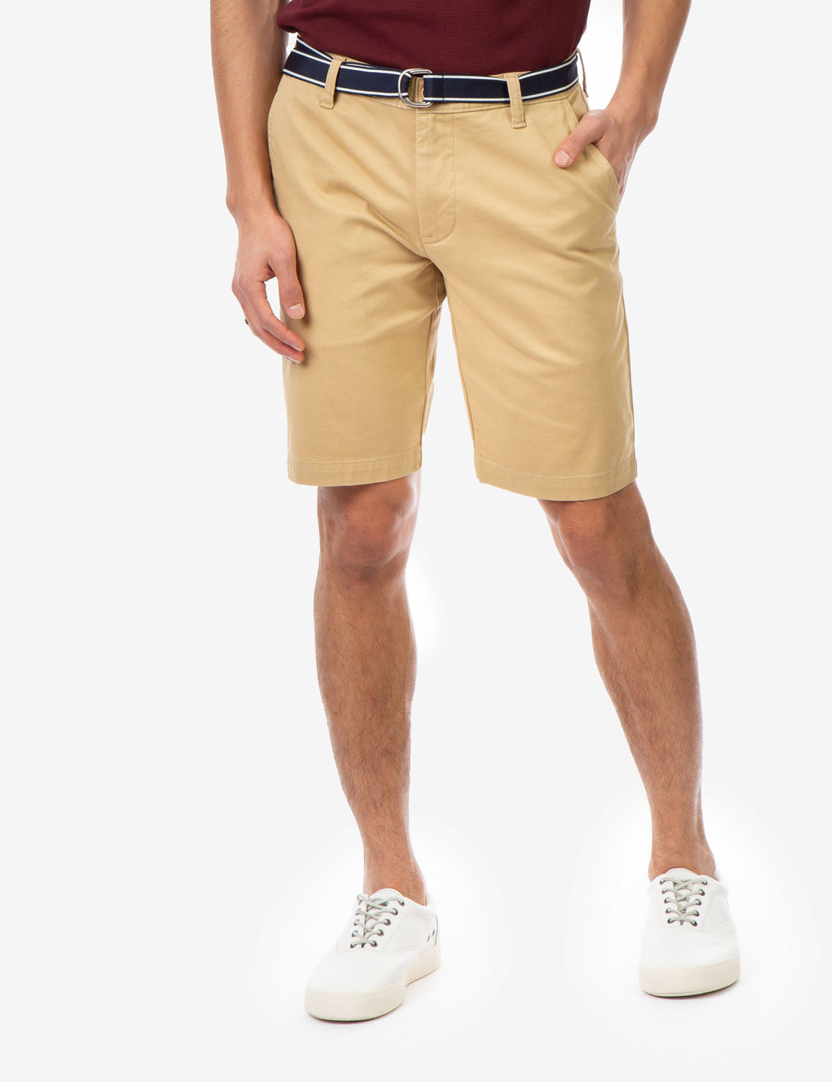 Men's Slim Fit Belted Shorts with Zip Fly | Hartford