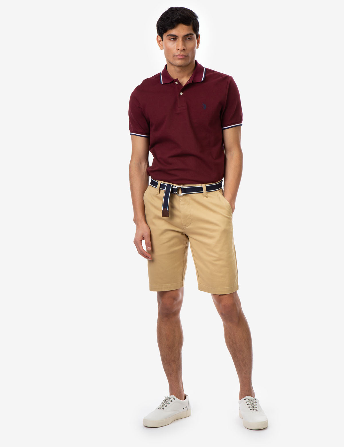 Men's Slim Fit Belted Shorts with Zip Fly | Hartford