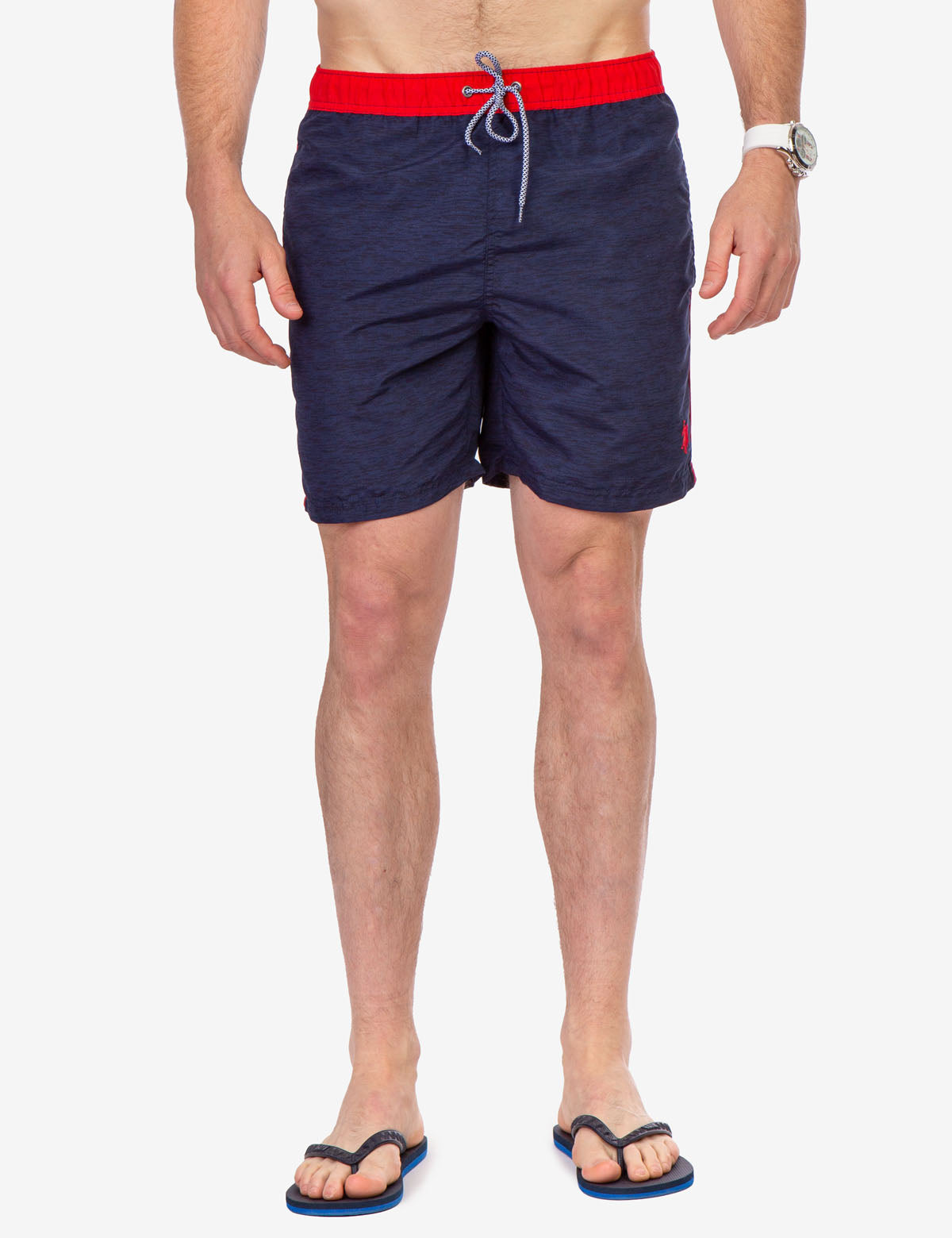 Heather Contrast Swim Trunks with Elastic Waistband & 7" Inseam