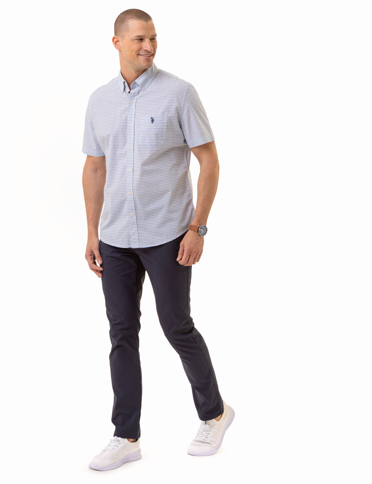 Men's Heather Poplin Short Sleeve Shirt with Pocket | Casual Wear