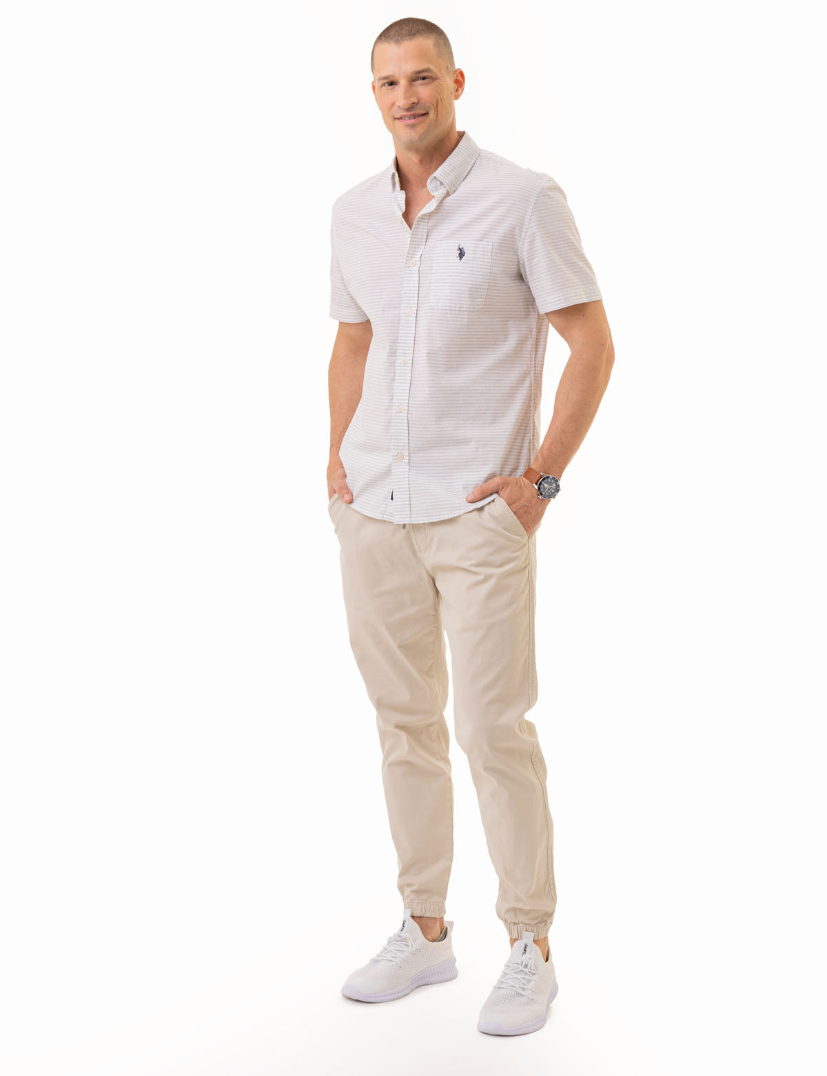 Men's Heather Poplin Short Sleeve Shirt with Pocket | Casual Wear