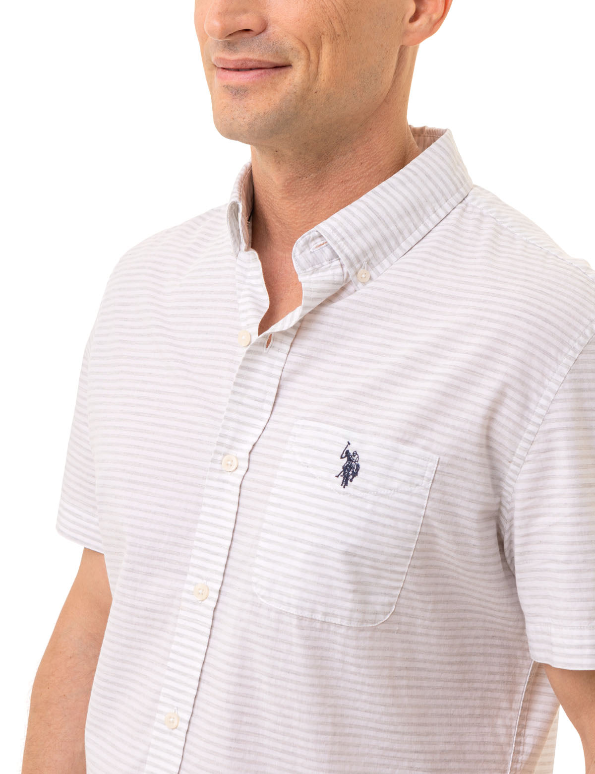 Men's Heather Poplin Short Sleeve Shirt with Pocket | Casual Wear
