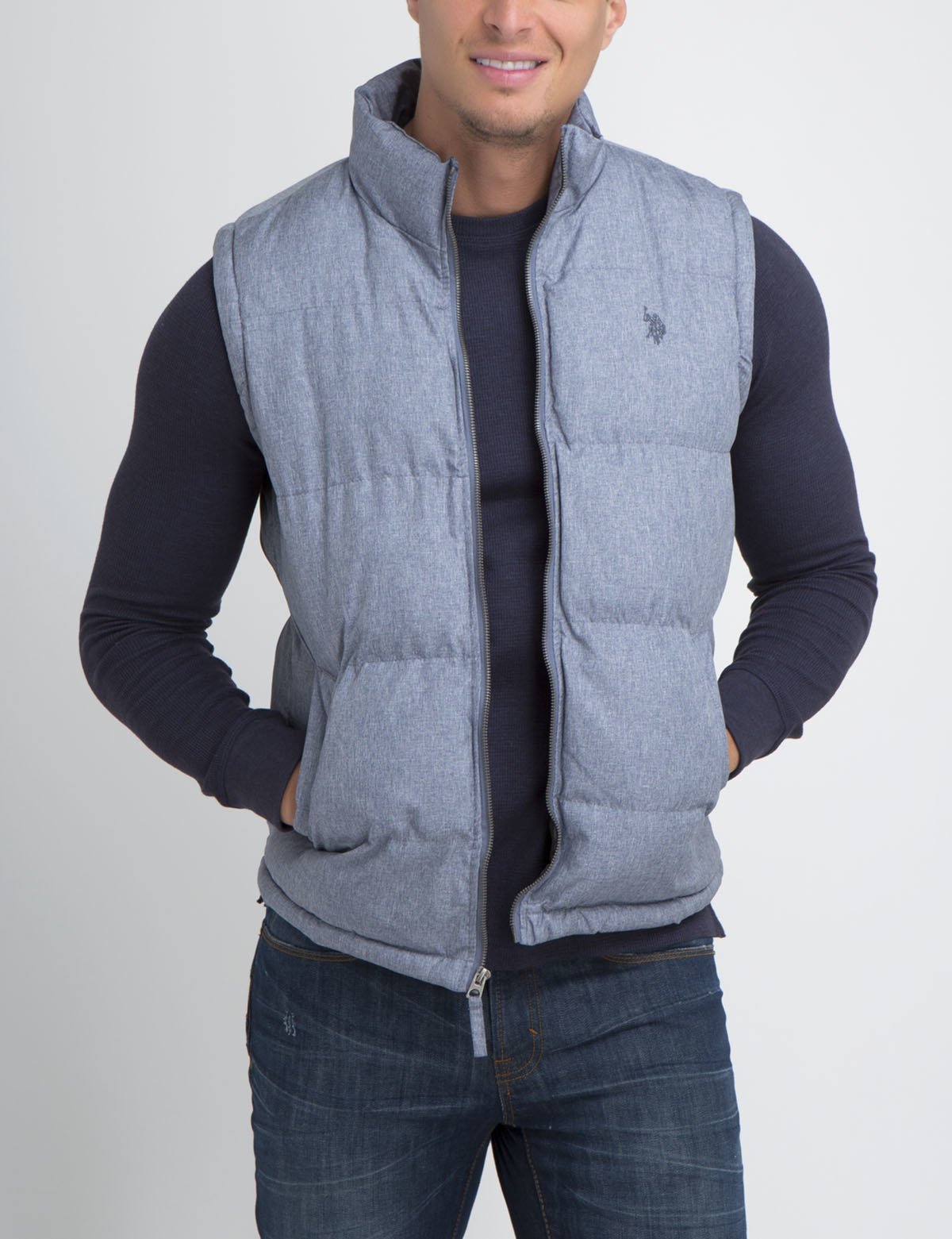 Men's Heathered Vest with Full Zipper & Adjustable Sides | Outdoor Wear