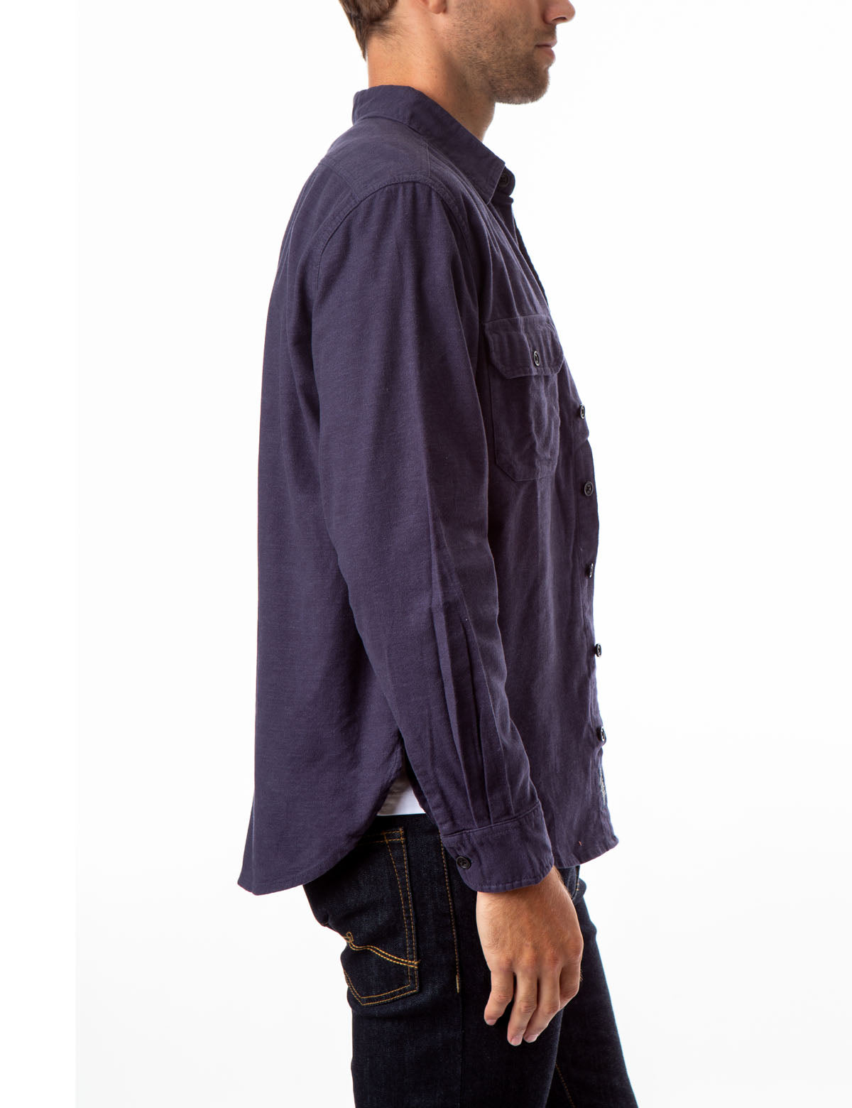 Heavy Brushed Canvas Overshirt with Button Front & Patch Pockets