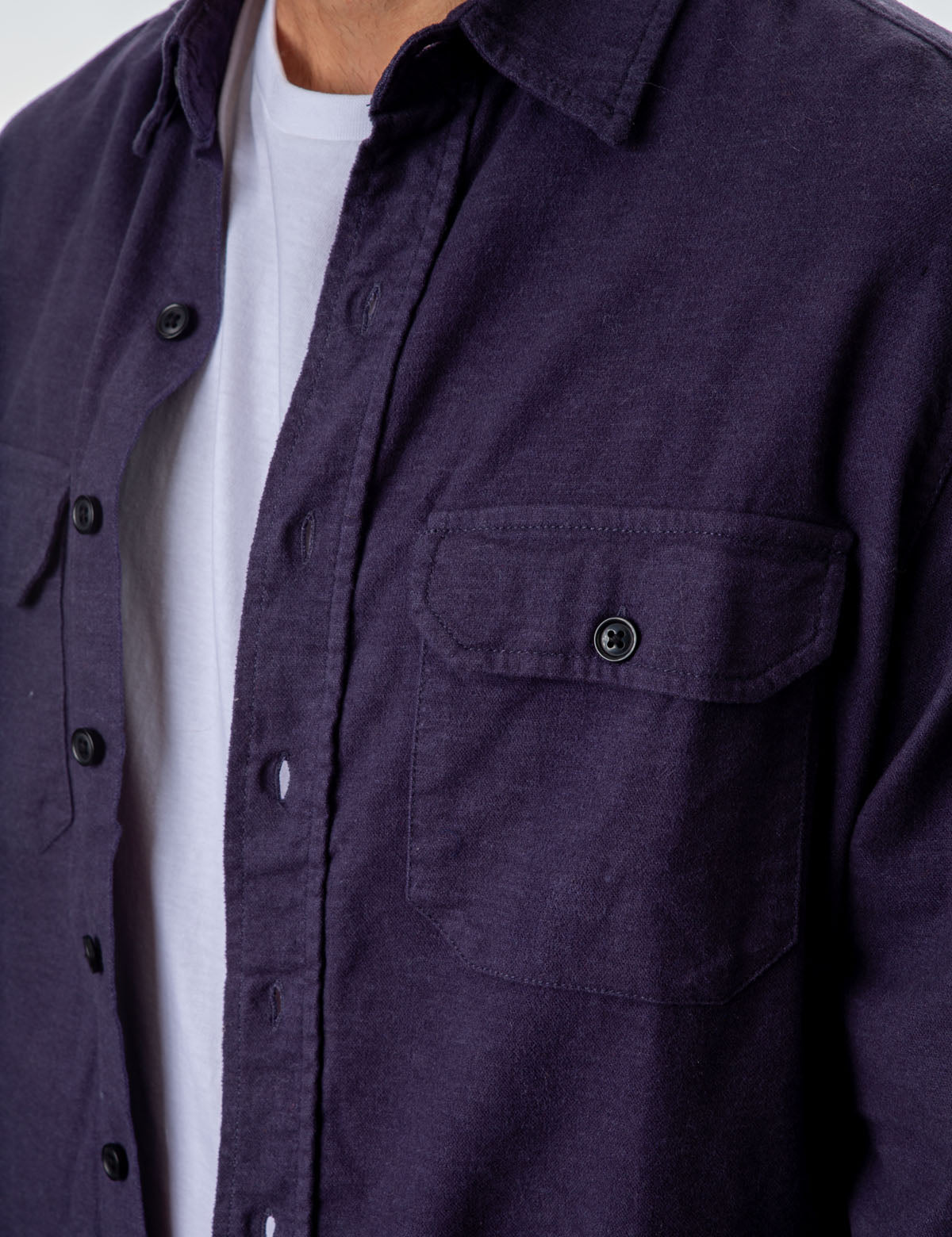 Heavy Brushed Canvas Overshirt with Button Front & Patch Pockets