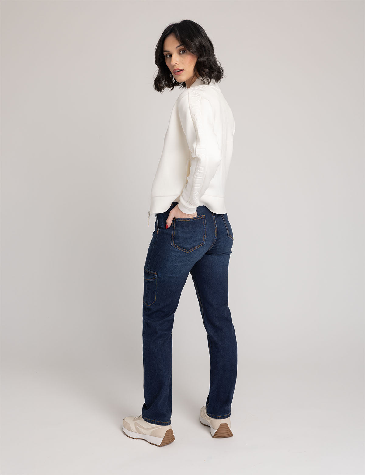 High Rise Cargo Jeans for Women | Stretch & Utility Pockets