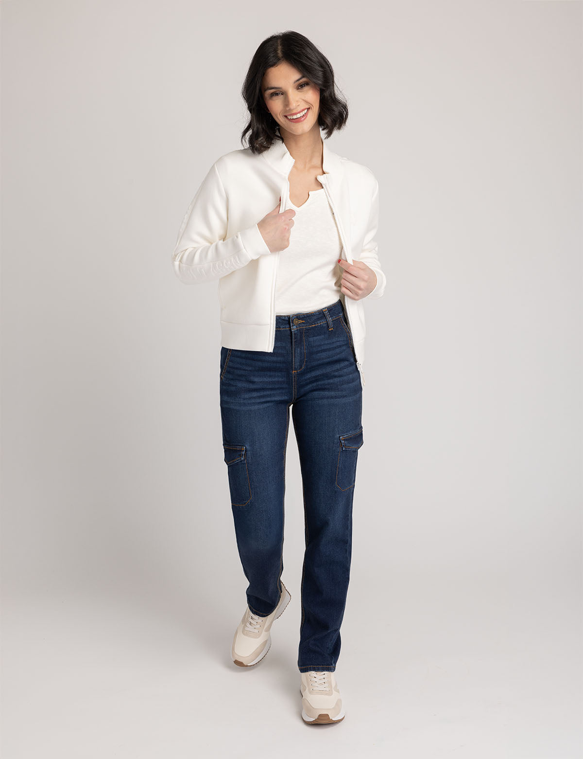 High Rise Cargo Jeans for Women | Stretch & Utility Pockets