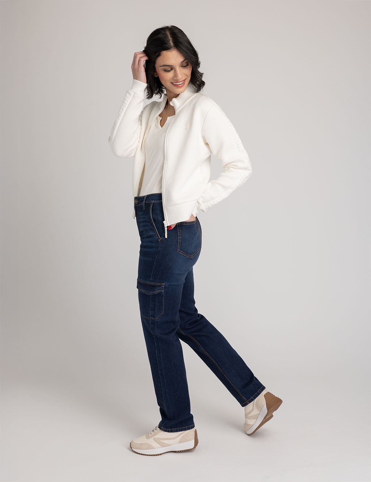 High Rise Cargo Jeans for Women | Stretch & Utility Pockets