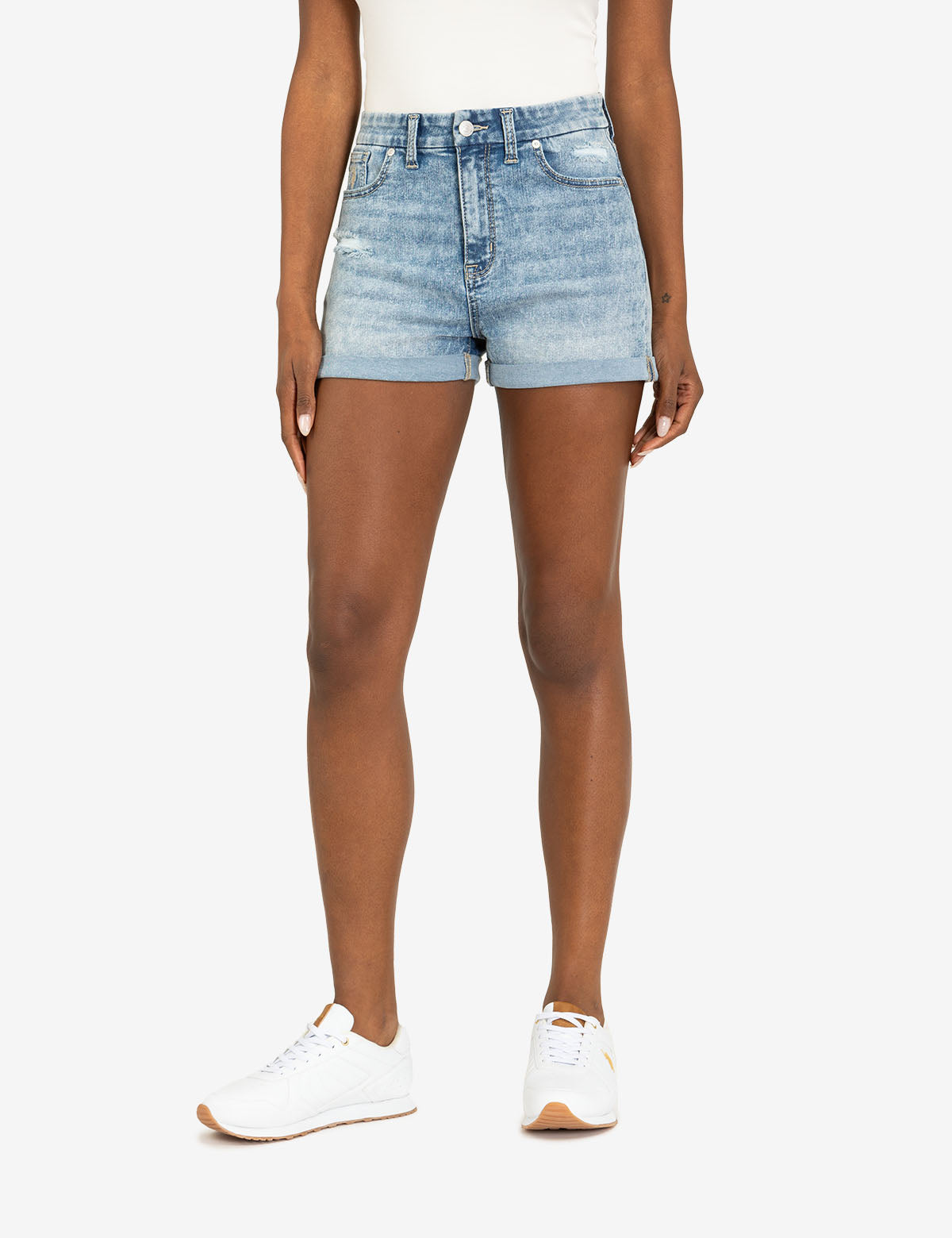 High Rise Curvy Cuff Shorts for Women | Comfort Fit Denim