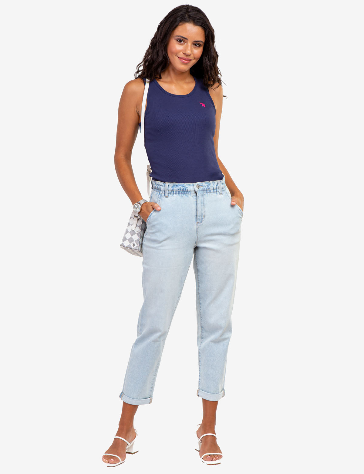 High Rise Paperbag Cropped Jeans for Women | Casual & Stylish
