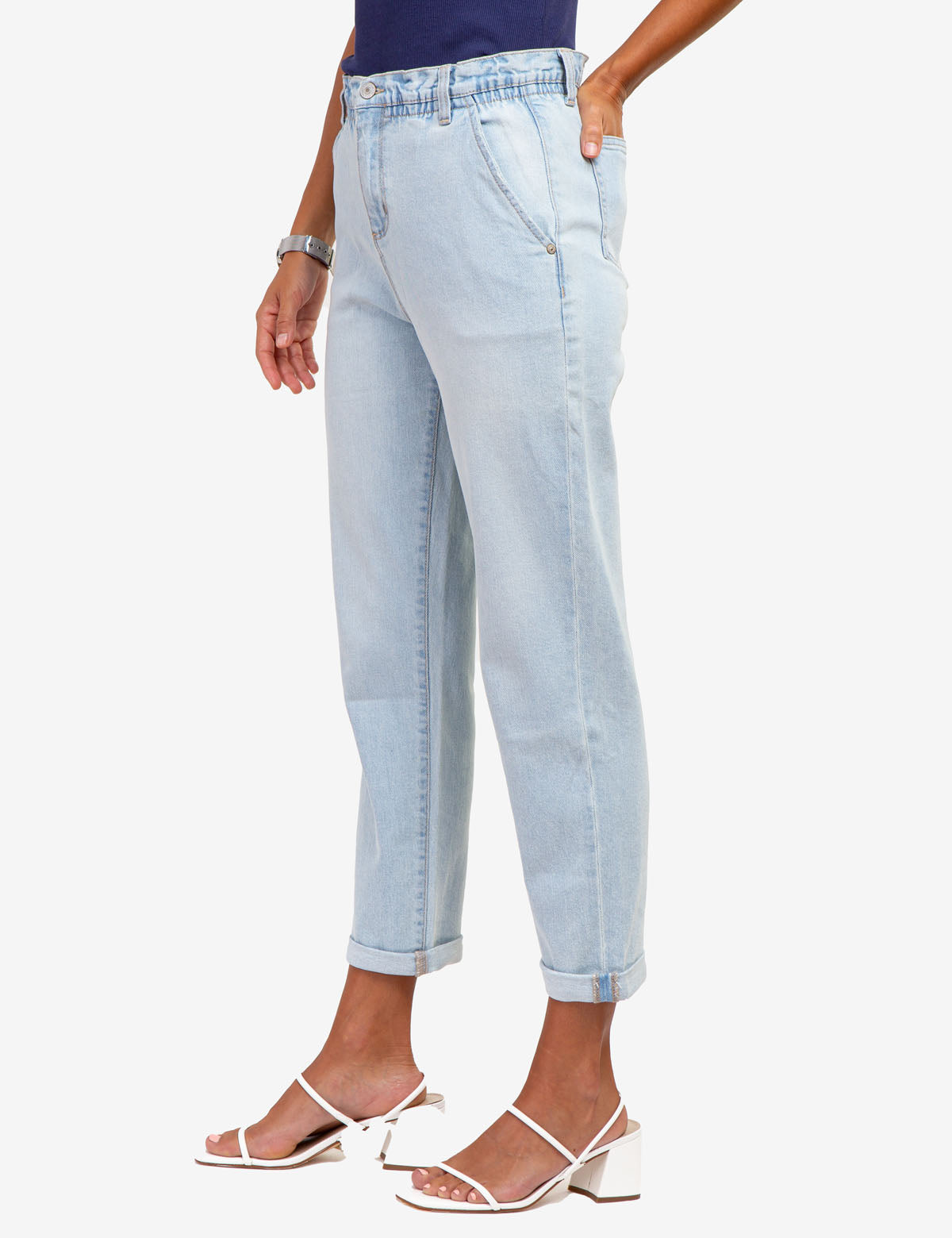 High Rise Paperbag Cropped Jeans for Women | Casual & Stylish