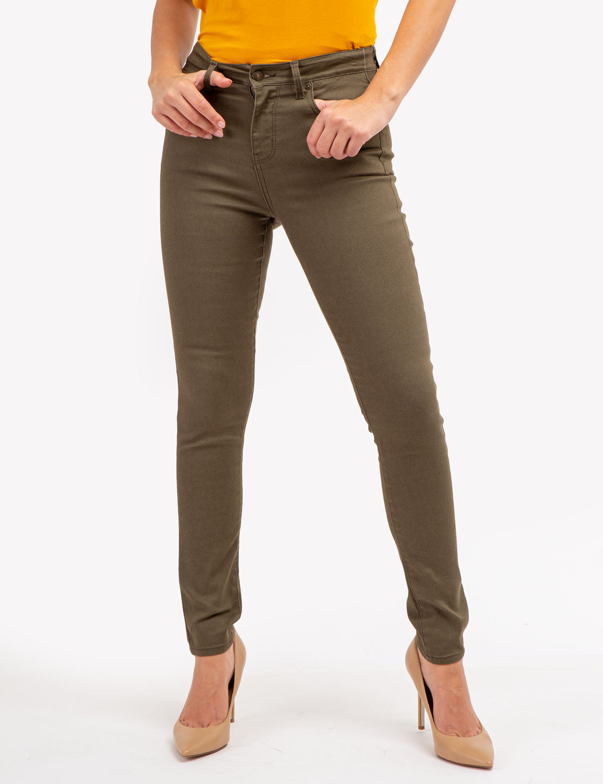 High Rise Skinny Twill Pants for Women | Slim Fit & Comfortable