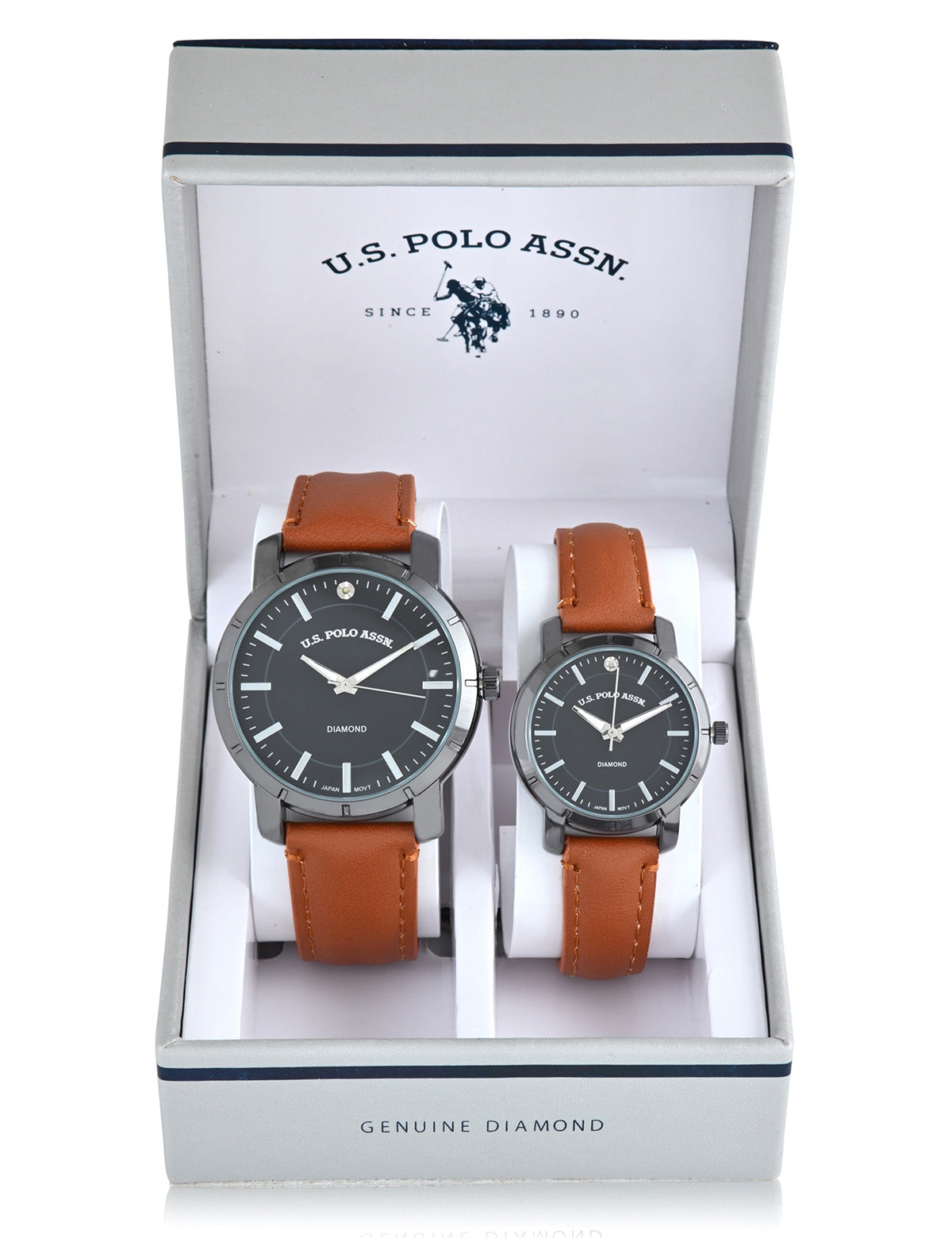Brown Leather Strap Watch Set for Couples | His & Hers