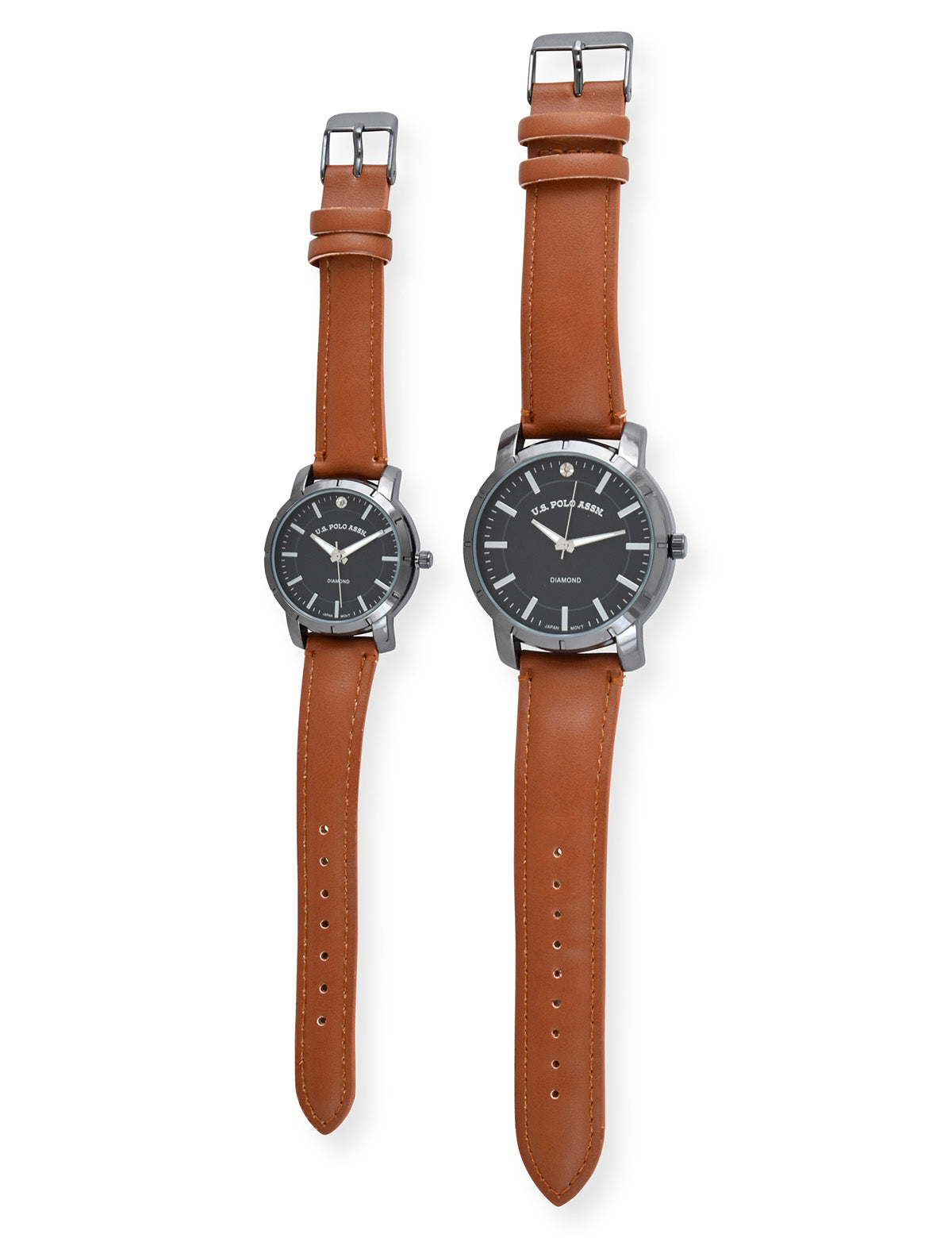 Brown Leather Strap Watch Set for Couples | His & Hers