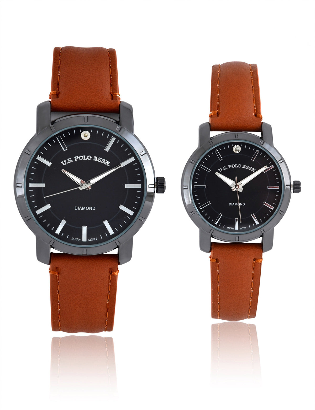 Brown Leather Strap Watch Set for Couples | His & Hers