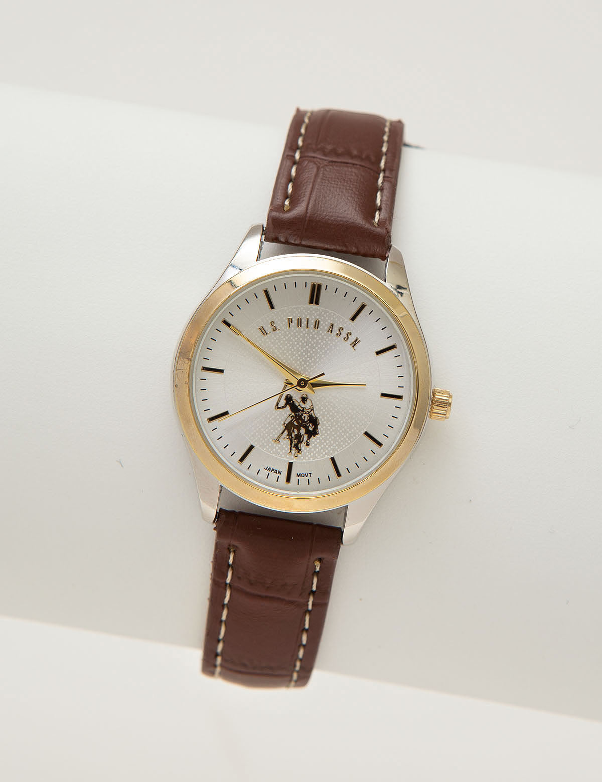 His & Hers Leather Strap Watch Set with Gold Sundial | Glass Dial