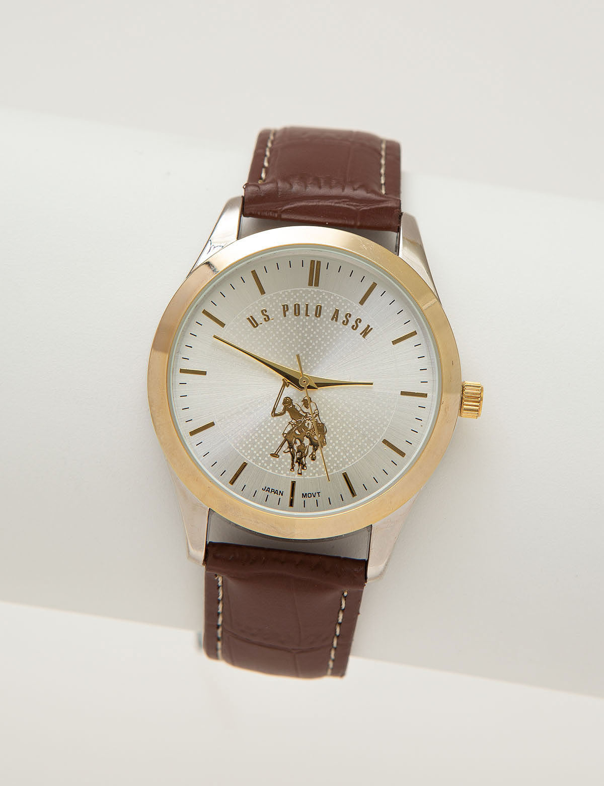 His & Hers Leather Strap Watch Set with Gold Sundial | Glass Dial