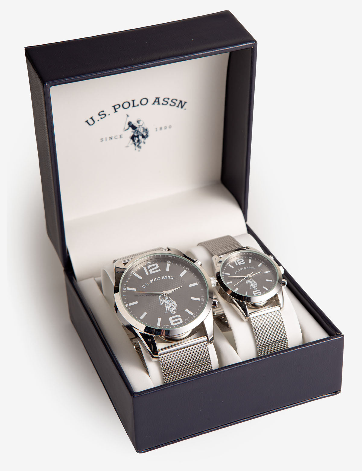 His & Hers Mesh Strap Watch Set with Glass Dial | Silver Analog