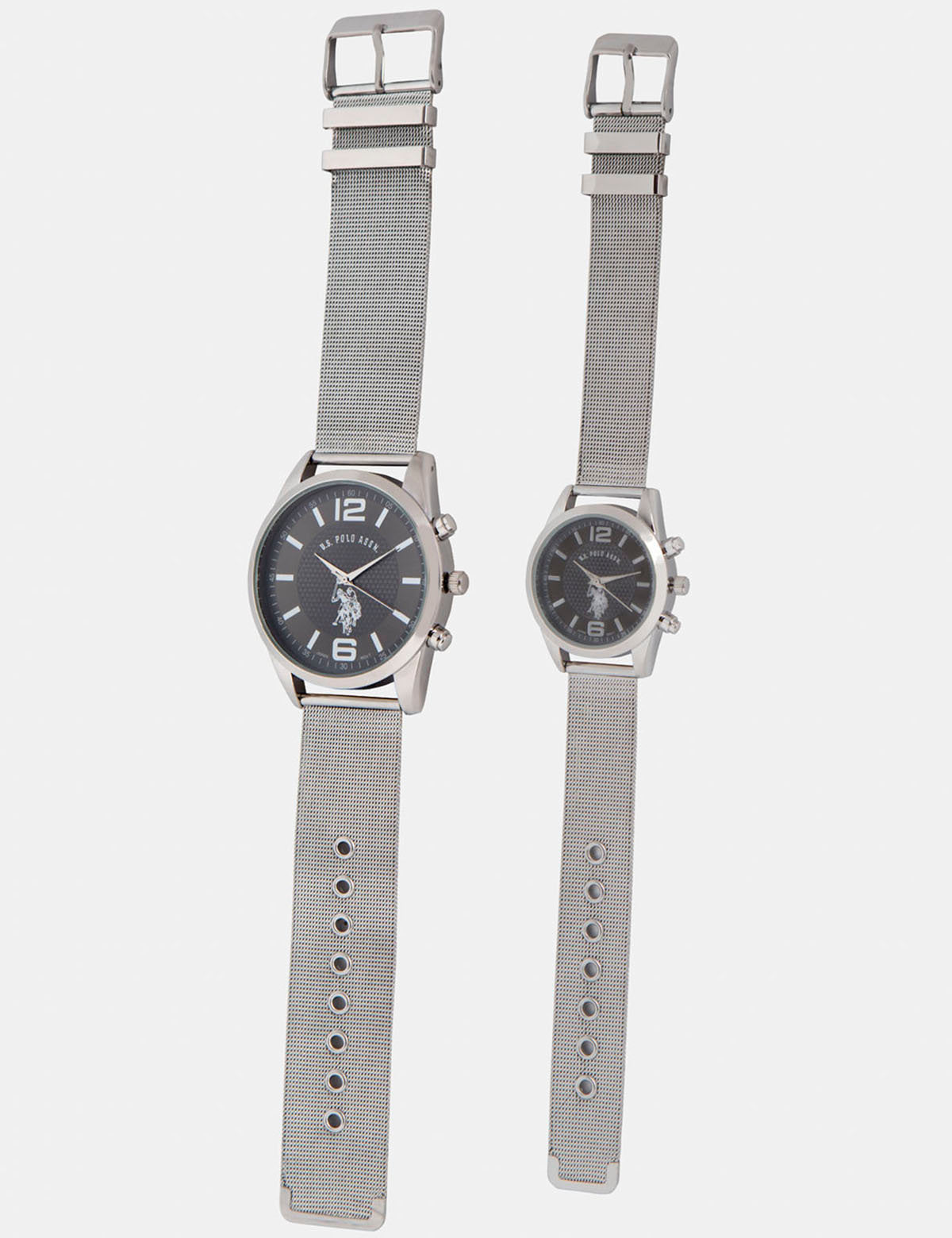 His & Hers Mesh Strap Watch Set with Glass Dial | Silver Analog